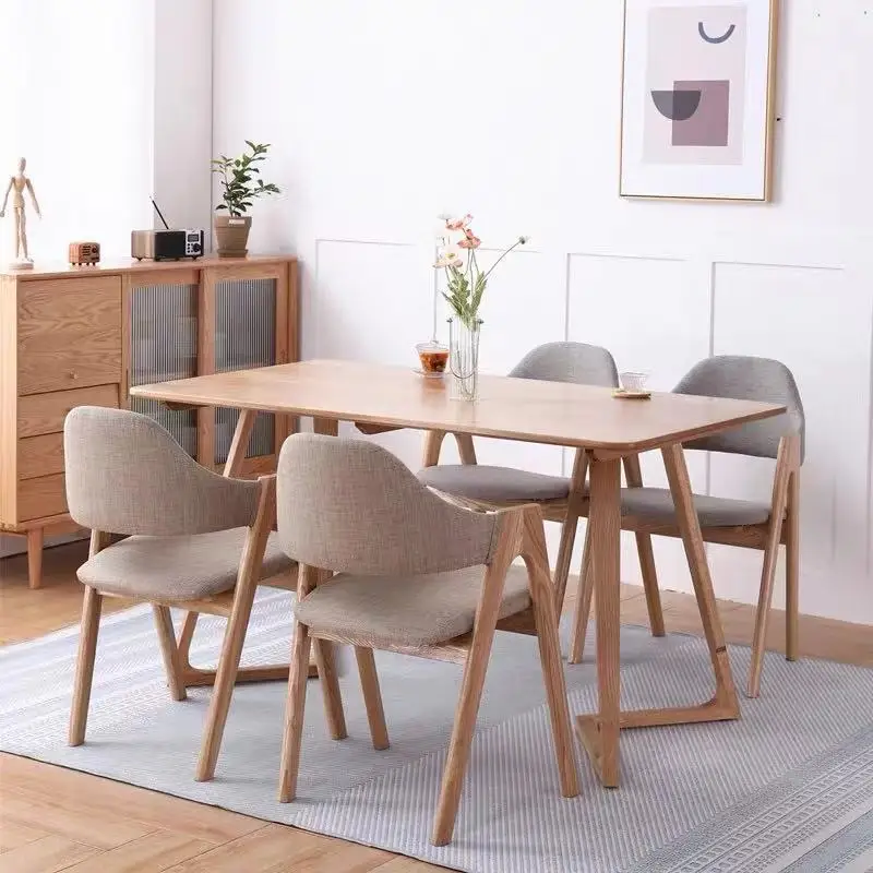 all-solid wood dining chairs, white oak casual dining room, home stools, back chairs, Windsor chairs, hotel furniture is simple