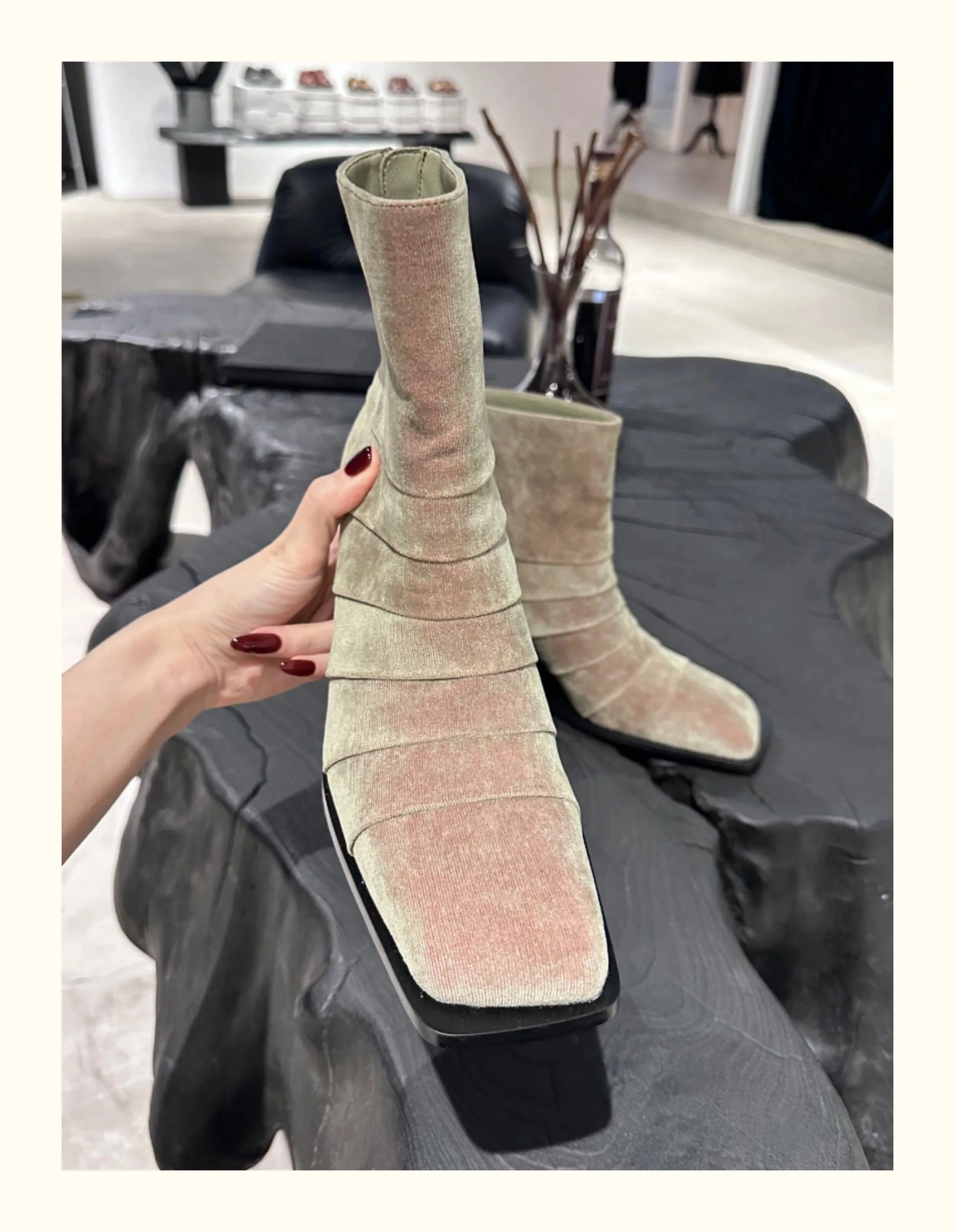 

Strange Heels Ankle Boots For Women Shoes Square Toe Botas Zapatos Para Mujeres Slip On Botines Ladies sapato feminino Booties