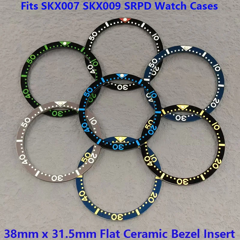 

38mmx31.5mm Fashion Flat Ceramic Watch Bezel Insert Fit SKX007 SKX009 SRPD Watch Case NH35 NH36 Movement Watch Bezel Insert Ring