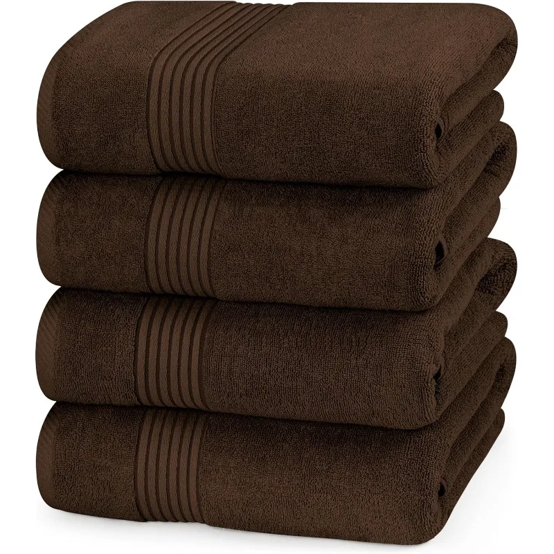 4 Pack Bath Towels Set, (27 x 54 Inches) 100% Ring Spun Cotton, Quick Dry, Highly Absorbent, Soft Feel Towels