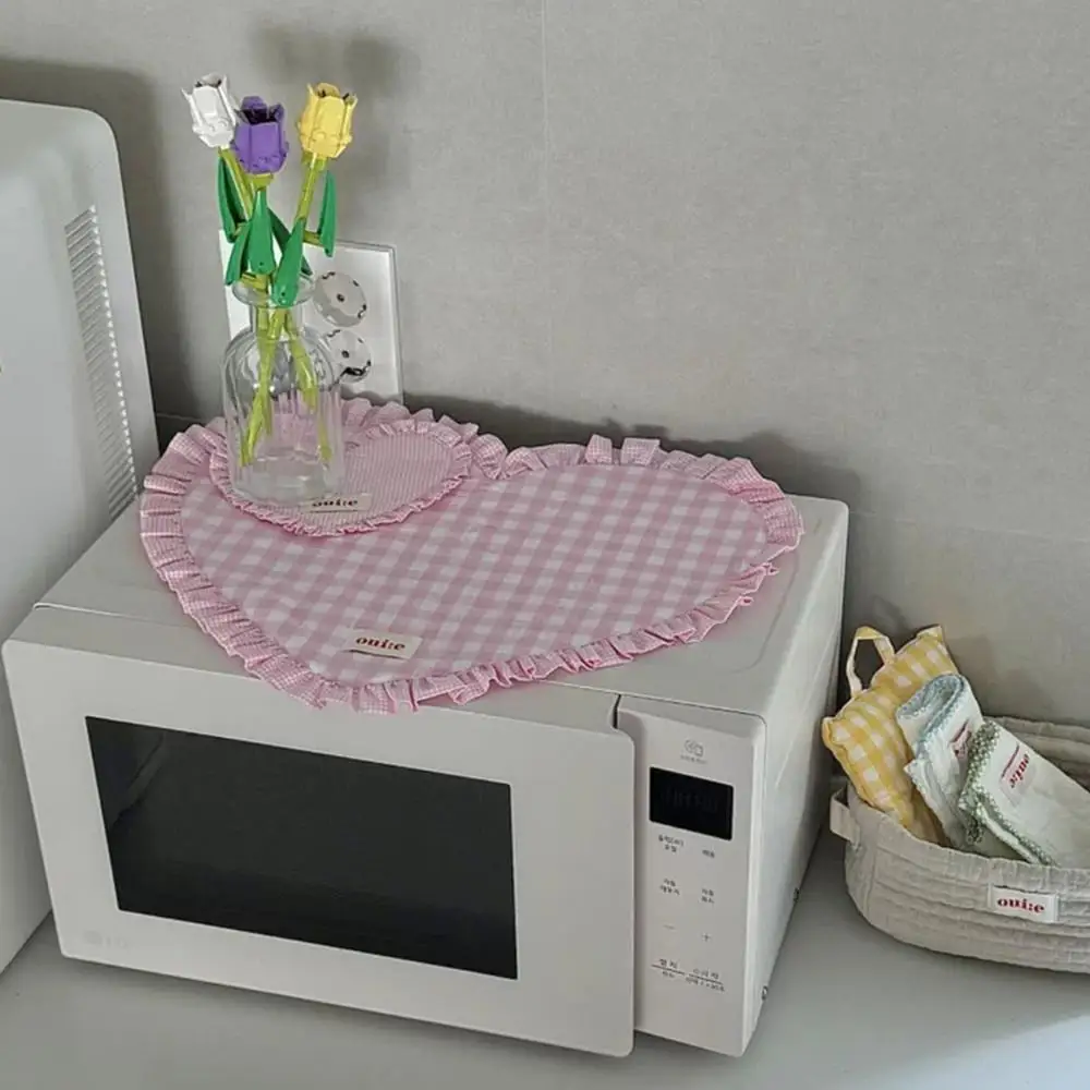 

New Lace Love Meal Mats Korean Style Hand Made Cotton Coaster Checked Pattern Insulation Pad Table Mat Placemats Home Decoration