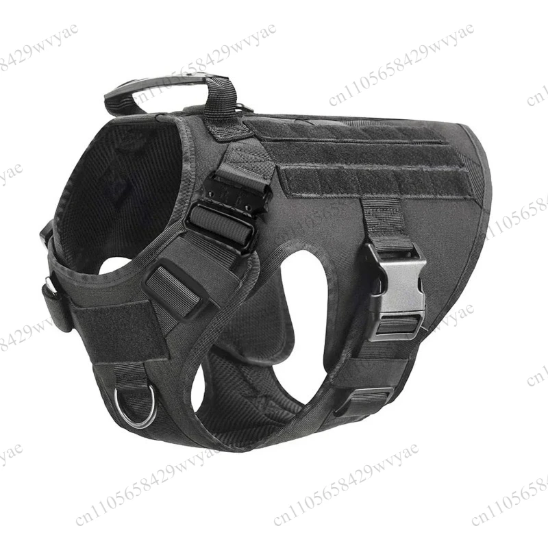 Adjustable Tactical Dog Vest Harness Leash Collar Molle Pouches For Medium Large Dogs Training view 4