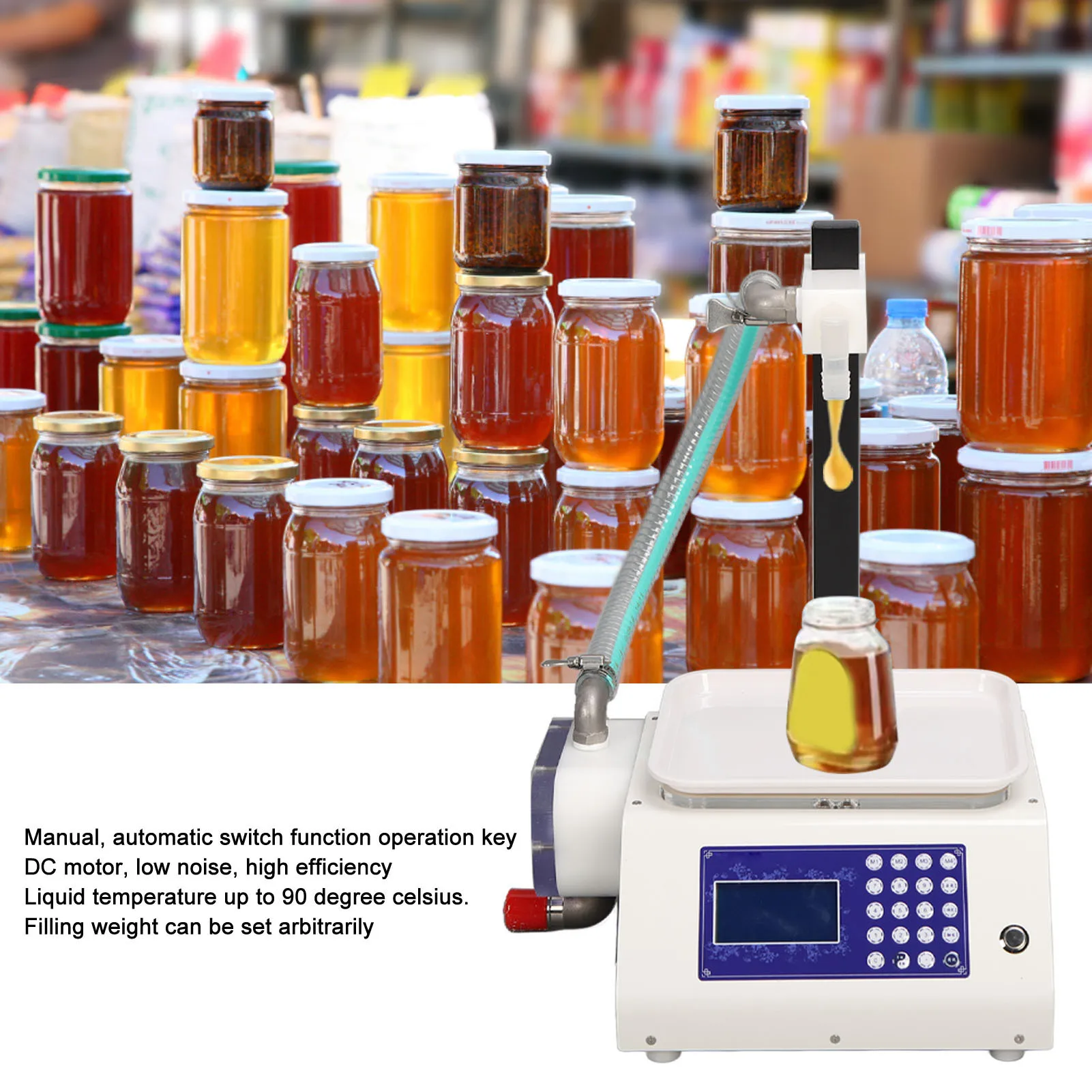 꿀 충전 기계 정량 조절식 리프팅 로드 병 충전기 꿀벌 사육용 금속 쉘 시트