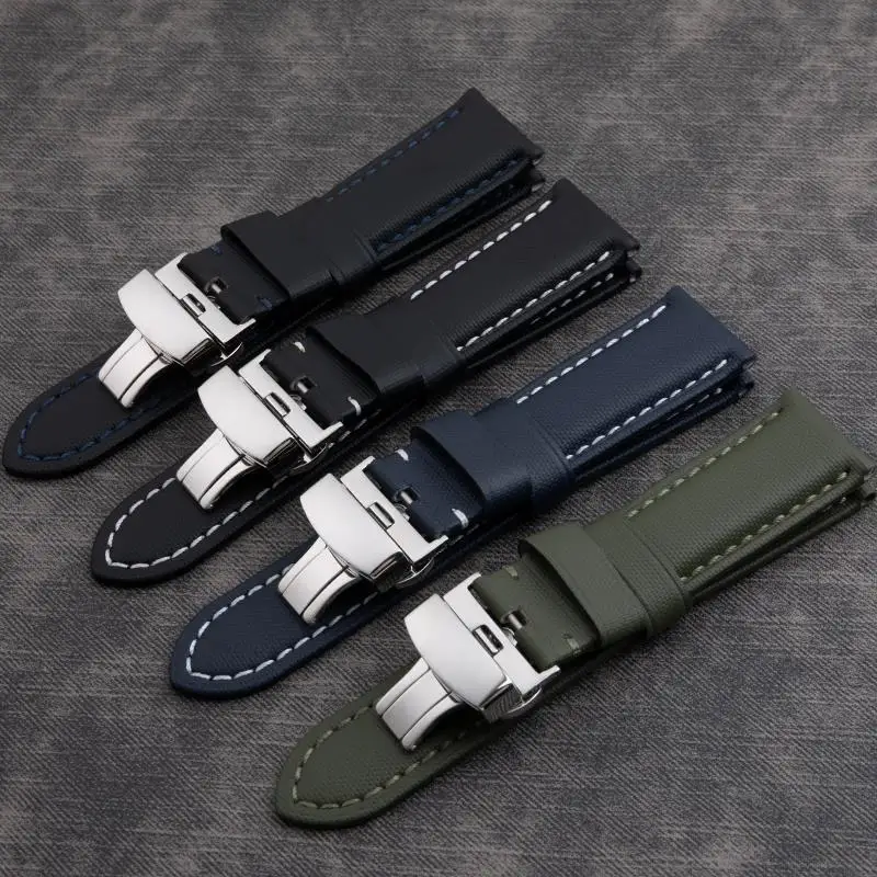 

SCHIK 22mm 24mm 26mm Nylon Canvas Leather Watch Band For Panerai Strap Lychnophorae PAM01661/441 Accessories Universal Bracelet