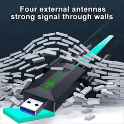 USB 3.0 WiFi 6 Adapter 802.11AX 4 Antenna 1200Mbps Dual Band 2.4G 5G Wireless Network Card For Windows 10 11