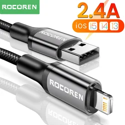 Rocoren USB Cable for iPhone 14 12 11 Pro Max Xs X 8 Plus Cable 2.4A Fast Charging Cable for iPhone Charger Cable USB Data Line