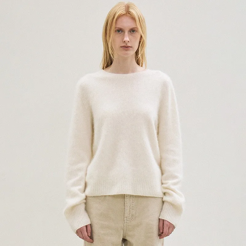 Single Pullover Skirt Regular Length Commuter Chic with Elegant Crew Neck Long Sleeve Standard Length Winter Sweater Women Skirt