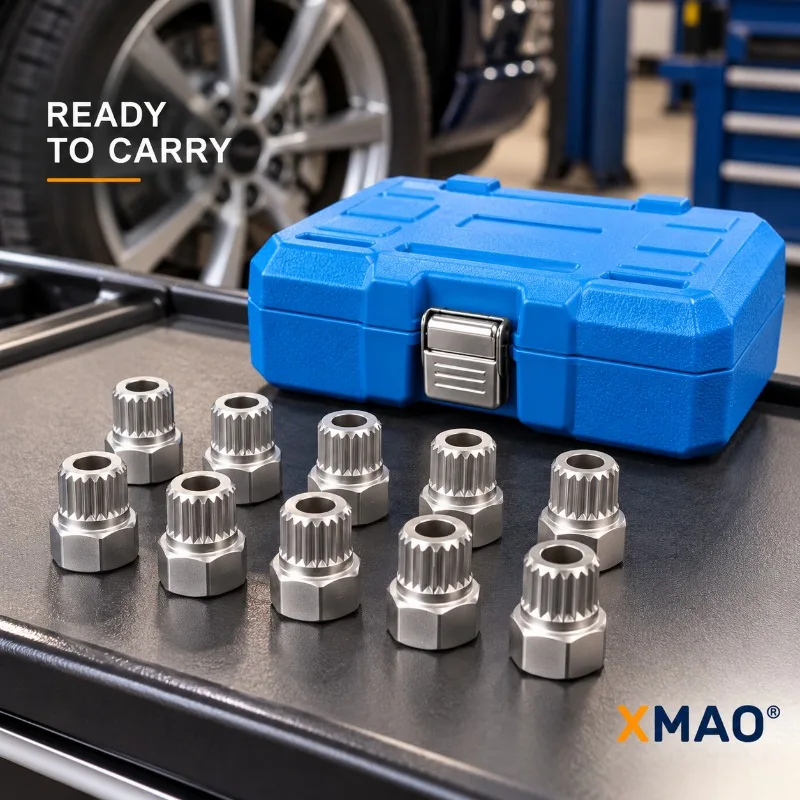 10PCS Hollow Spline Wheel Lock Socket Key Set for BMW 1 2 3 5 7 Series X1 X3 X4 X5 X6, Tire Lug Nut Kit with Blue Storage Case