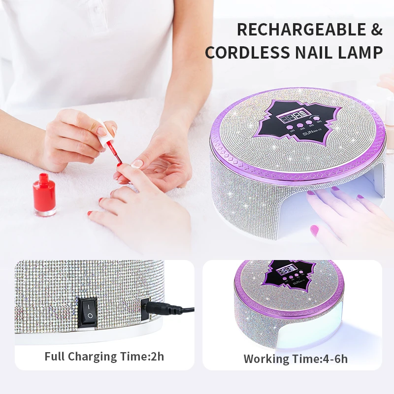 66LEDS Rechargeable UV LED Nail Lamp Professional Cordless Gel Polish Drying Lamp For Manicure With Built-in Battery Nail Art