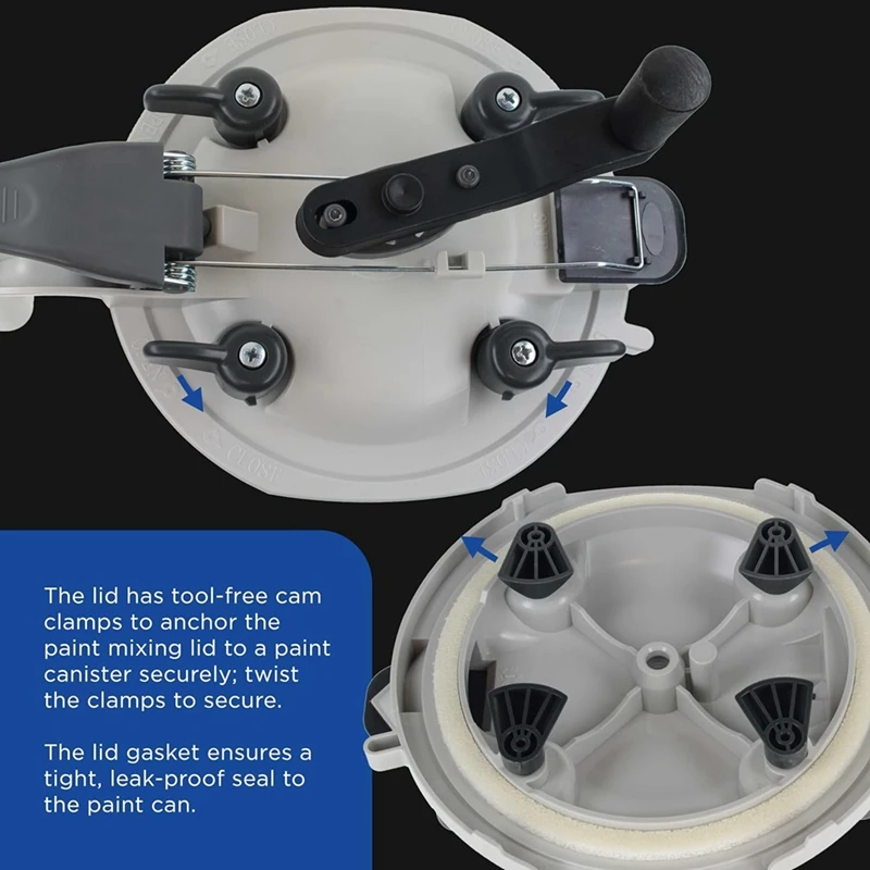 Paint Can Mixing Lids And Pour Spouts, Hand Crank Mixer, Drill, Paint Mixer As Shown 1 Gallon Size