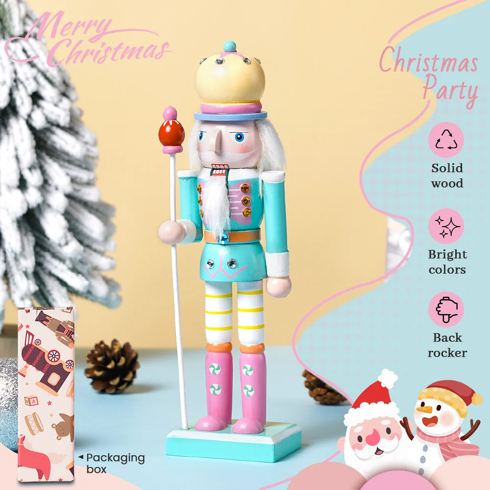 25CM Holz-Handwerkskunst Nussknacker-Soldat Ornament Süßigkeiten-Serie Puppenstatue Heim- und Bürodekoration Weihnachten Neujahr Geschenk – Detail 3