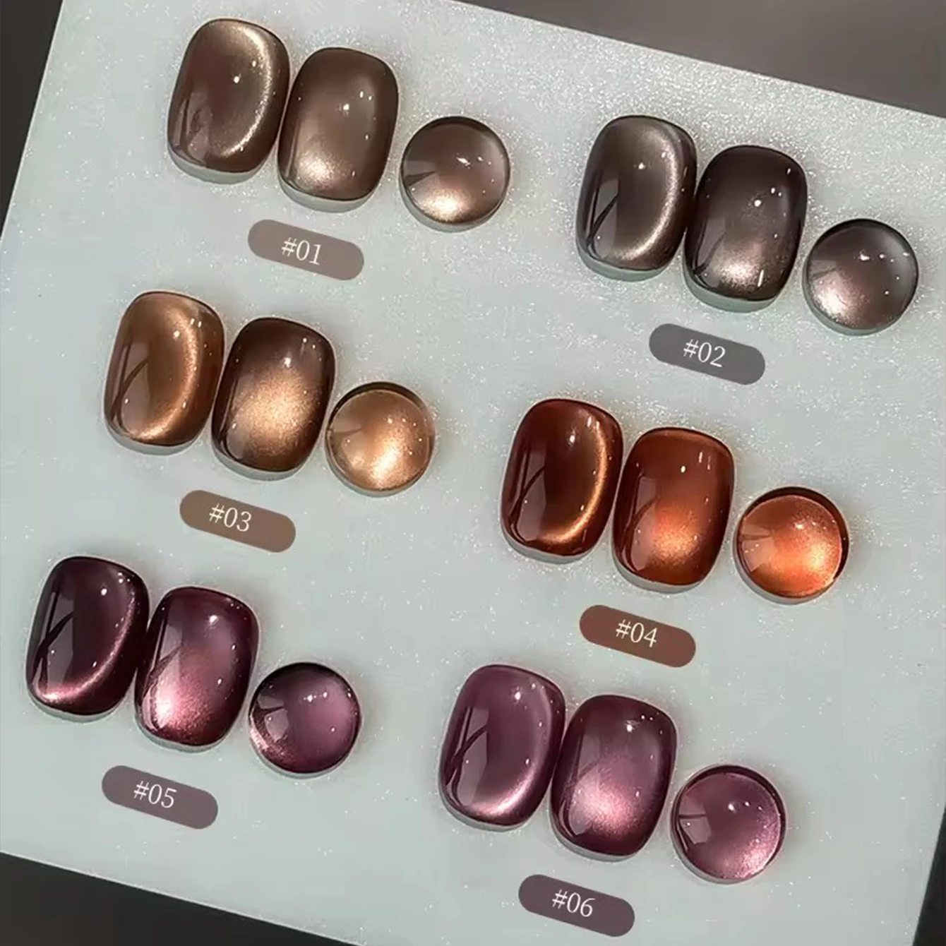 MIANEL 10 ml Luxus Kaffee Cat Eye Gel Nagellack Set Braun High Density Nail Art für Weihnachten Nägel Licht reflektierend