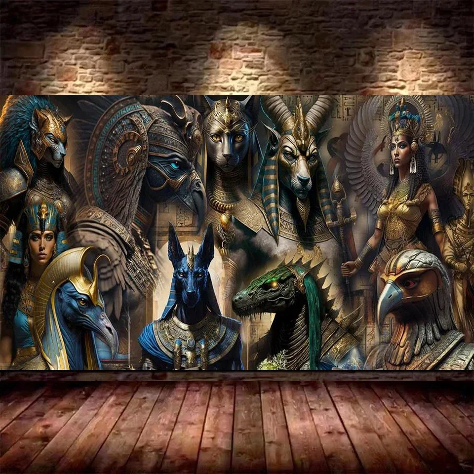 Large 5D DIY Diamond Painting Egyptian New 2025 Gods Anubis & Pharaoh Ancient Egypt Mythology Full Square Round Embroidery Sale