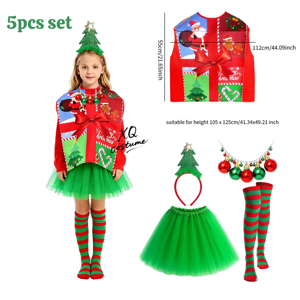 مجموعة بذلة لطيفة لعيد الميلاد للأولاد والبنات، أزياء تنكرية للأطفال للجنسين هدية عيد الميلاد للأطفال للعب الأدوار للعام الجديد