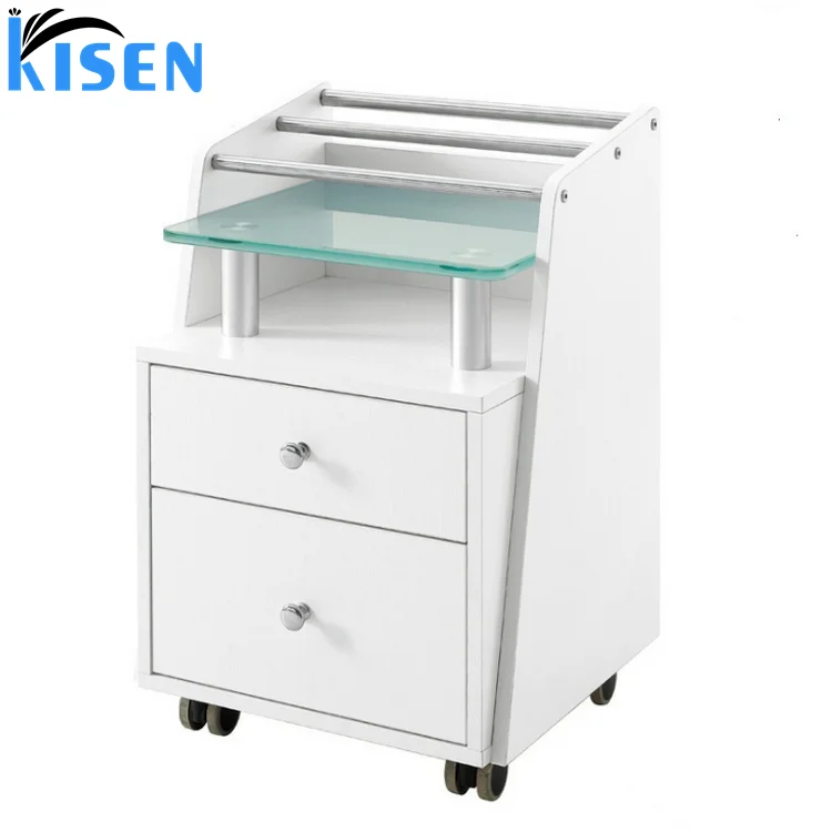 Professional Salon Hairdressing Rolling Trolley White Hair Color Mobile Hair Extension Cart Hot Sale for Living Room