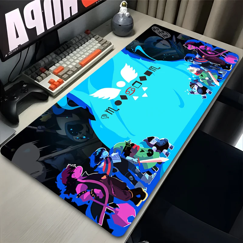 

Game Mouse Pad Laptop HD Print Pixel Art Anime Mousepad PC Non Slip D-deltarune Extended Desk Mouse Mat Rubber Blue Keyboard Pad