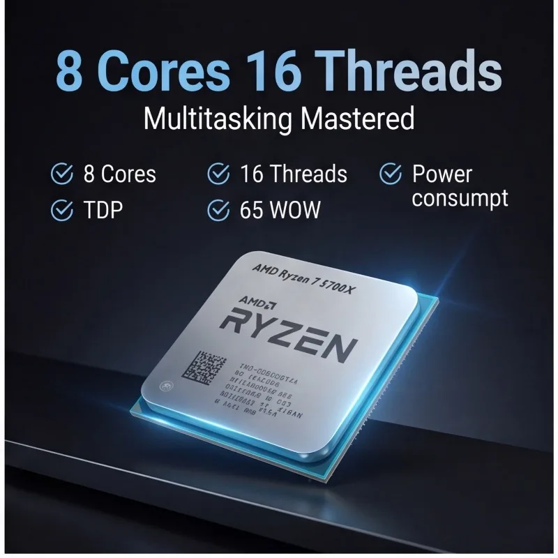 AMD Ryzen 7 5700X Processor 8-Core 16-Thread 3.4GHz Up to 4.6GHz 7NM 65W Socket AM4 DDR4 Desktop CPU Without Fan