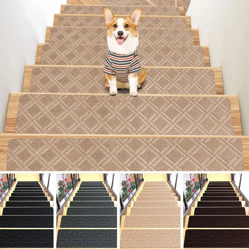 76X20cm Self-adhesive Staircase Mat Non-Slip Stair Tread Carpet Mat Soft Stripe Door Mat Protection Cover Pads Home Decor view 3