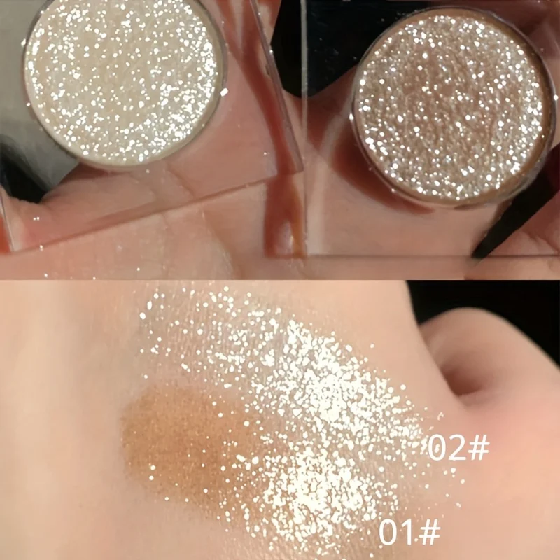Sombra de ojos con purpurina monocromática, ilumina los ojos, maquillaje, paletas brillantes impermeables, resaltador pigmentado, cosméticos para mujer