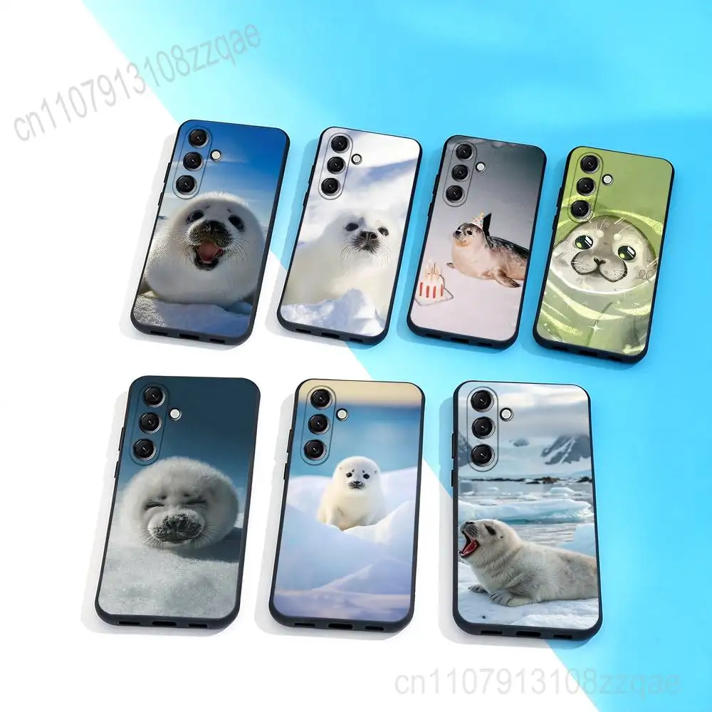 

Funny Seal Animal Cute Phone Case For Samsung Galaxy A 73,72,51,53,52,71,22,5G,Note,J7,8,9 Soft Black Cover