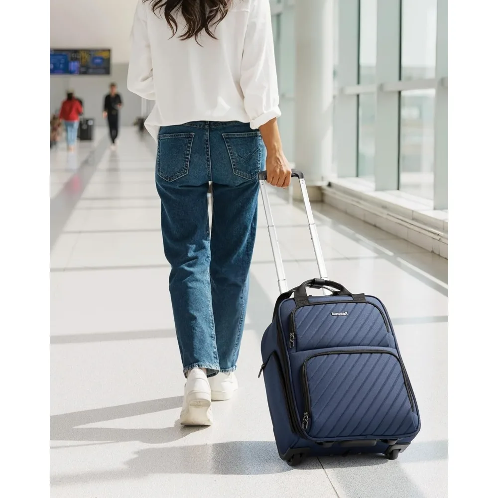 Lightweight Soft Sided Spinner Personal Item Underseat Carry-On Luggage - Stylish Suitcase for Air Travel