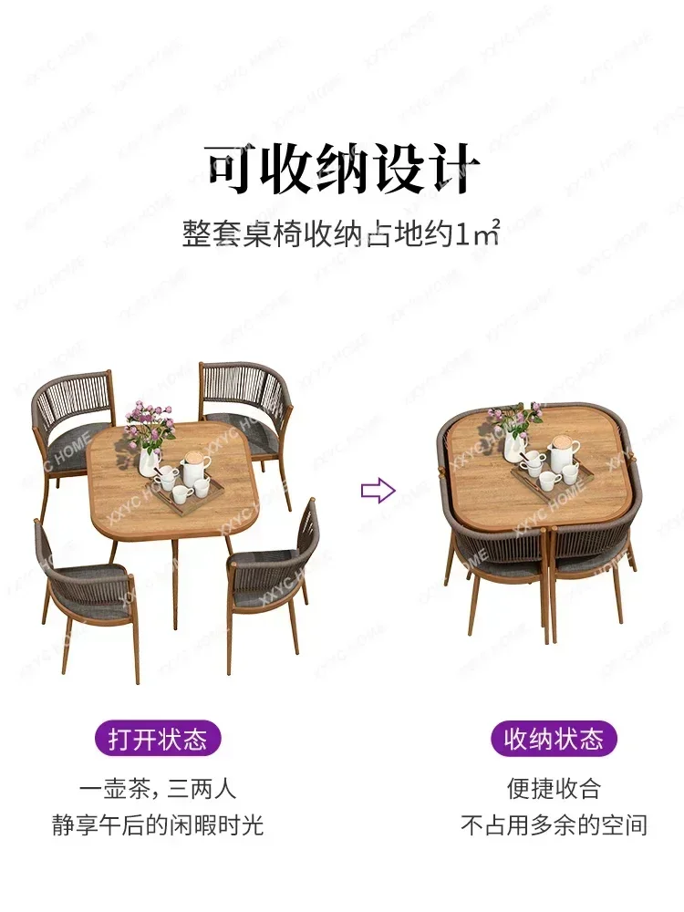 Terrace tables and chairs Outdoor courtyard Simple leisure Internet celebrity garden Rattan balcony Storage tables and chairs