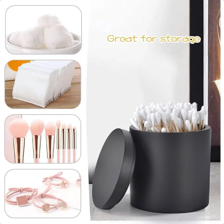 Contenitore rotondo in resina con coperchio Porta Qtip per bagno Cosmetici Accessori per trucco Conservazione per trucco Spugna Sali da bagno Deposito Chris