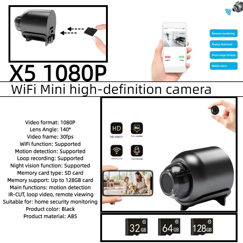 

X51080P HD Mini Camera WiFi Wireless Night Vision Motion Detection Video Camera Home Security Camcorder Audio Video Recorder