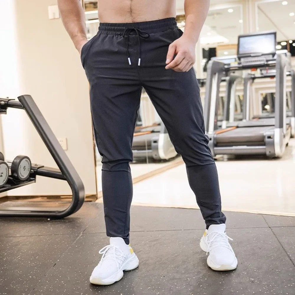 Pantalones de chándal ajustados para hombre, pantalón de Fitness transpirable, Invisible, entrepierna abierta, para sexo al aire libre, de secado rápido, elástico e informal para correr