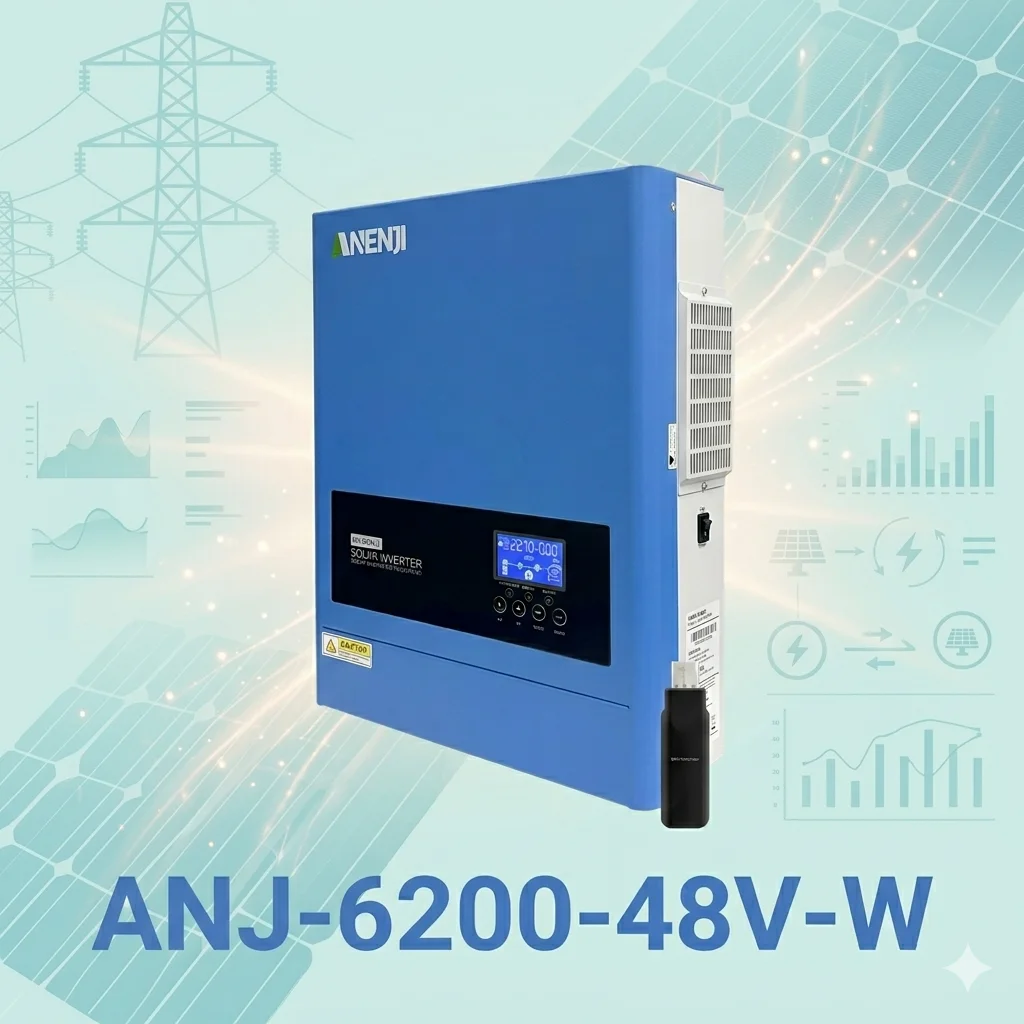 Anenji ANJ-6200-48V-W 6.2kw Hybrid Inverter Off-grid&on Grid Solar Inverter Built in Wifi  MPPT in Stock with cheap PrIce