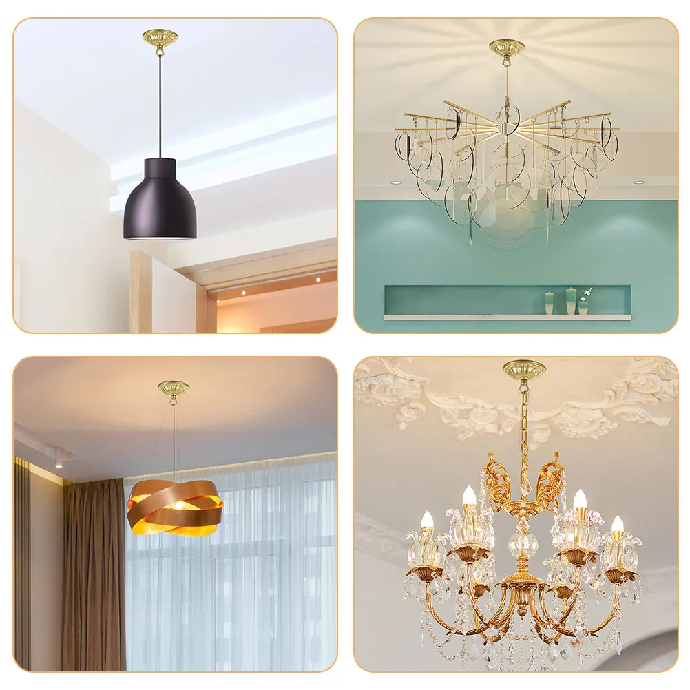 4Pcs Copper Ceiling Cover Plate Vintage Chandelier Canopy for Pendant Light Retro Industrial Style Corridor Restaurant Bar