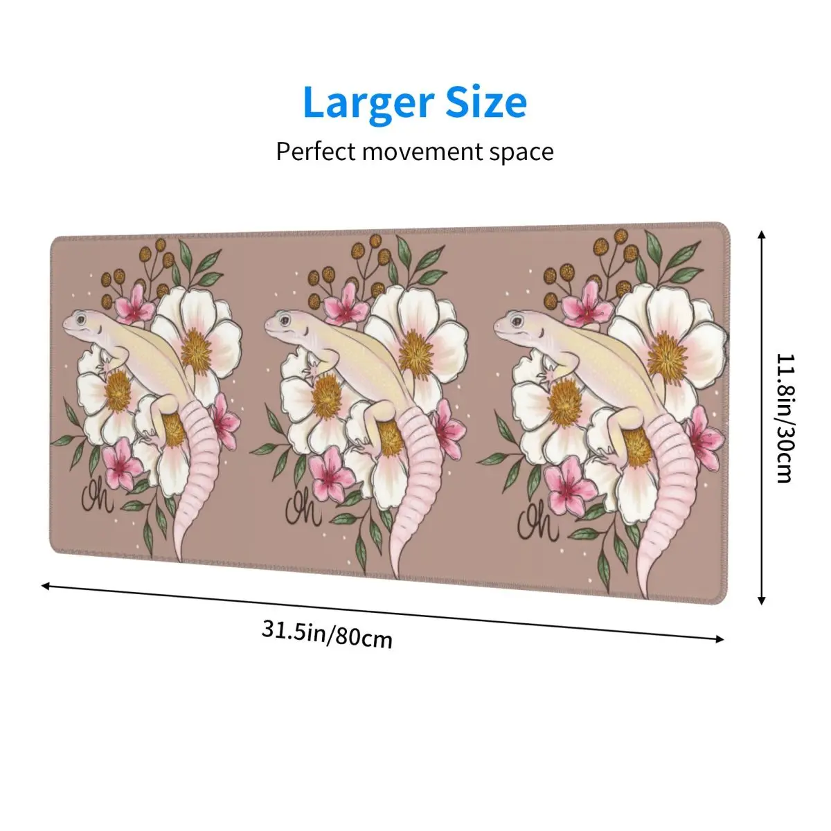 Large Mouse Pad Leopard Gecko Murphy's Patternless With Florals Gamer PC Laptop Mats Keyboard Carpet Computer Gaming Desk Mat