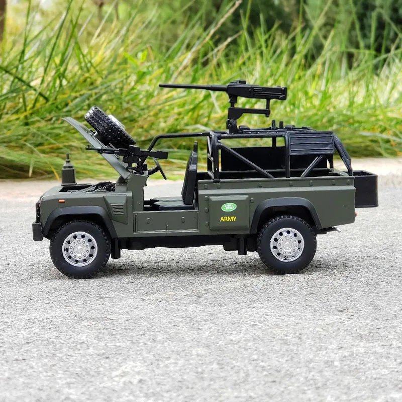 1/32 Defender Legering Verkenning Auto Model Diecast Metalen Militaire Combat Off-Road Voertuigen Gepantserde Auto Model Kinderen Speelgoed Gift