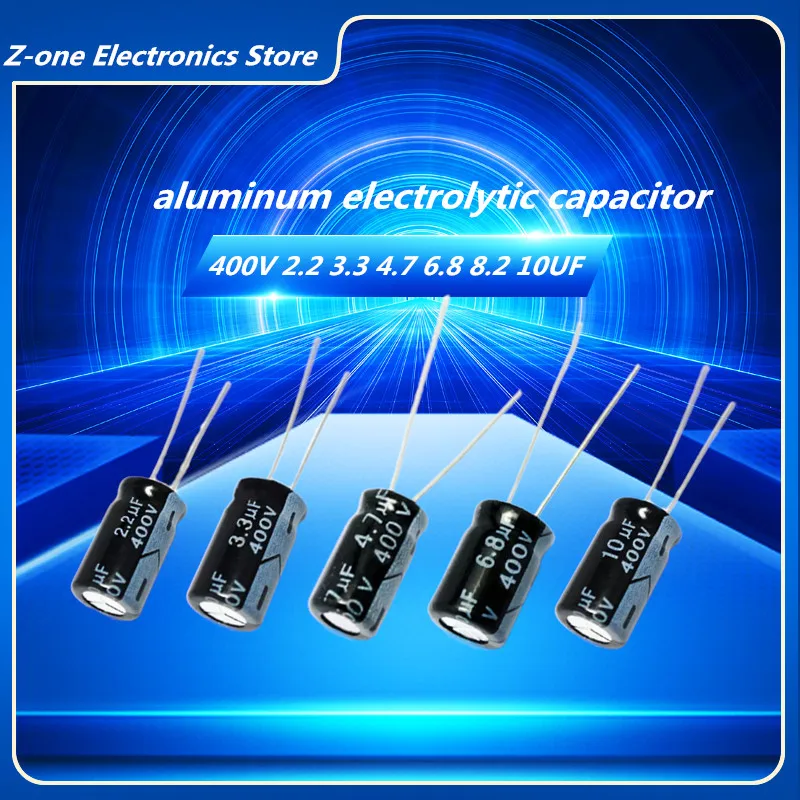 10pcs 400V 2.2UF 3.3UF 4.7UF 6.8F 8.2UF 10UF 8X12mm aluminum electrolytic capacitor 2.2UF 3.3UF 4.7UF 6.8UF 8.2UF 10UF 400V  20%