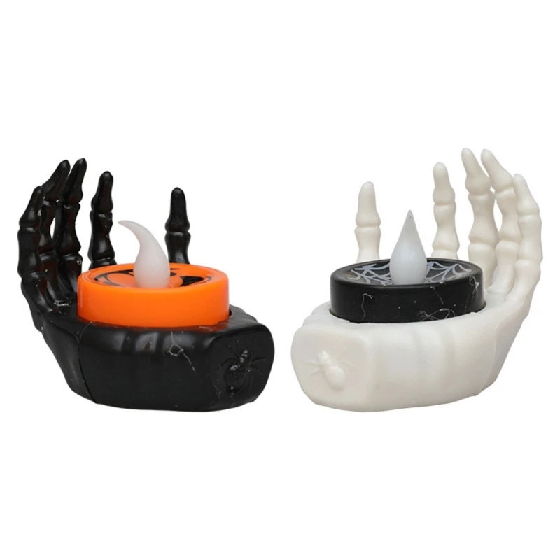 12 lumières fête LED 3D à piles, décoration d'halloween, lampe nuit en forme main pour fête intérieure