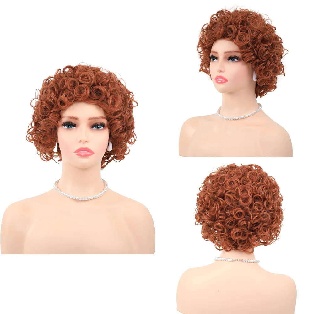 شعر روبرتس القصير البني مقاس 8 بوصات، رقيق بشكل طبيعي، هو باروكة عالية الجودة مناسبة للعب الأدوار اليومي للحفلات النسائية #2