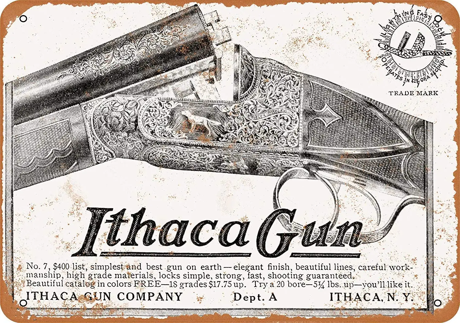 16 X 12 Tin Metal Sign - Vintage Look 1910 Ithaca Shotguns Bar Cafe Home Wall Art Deco