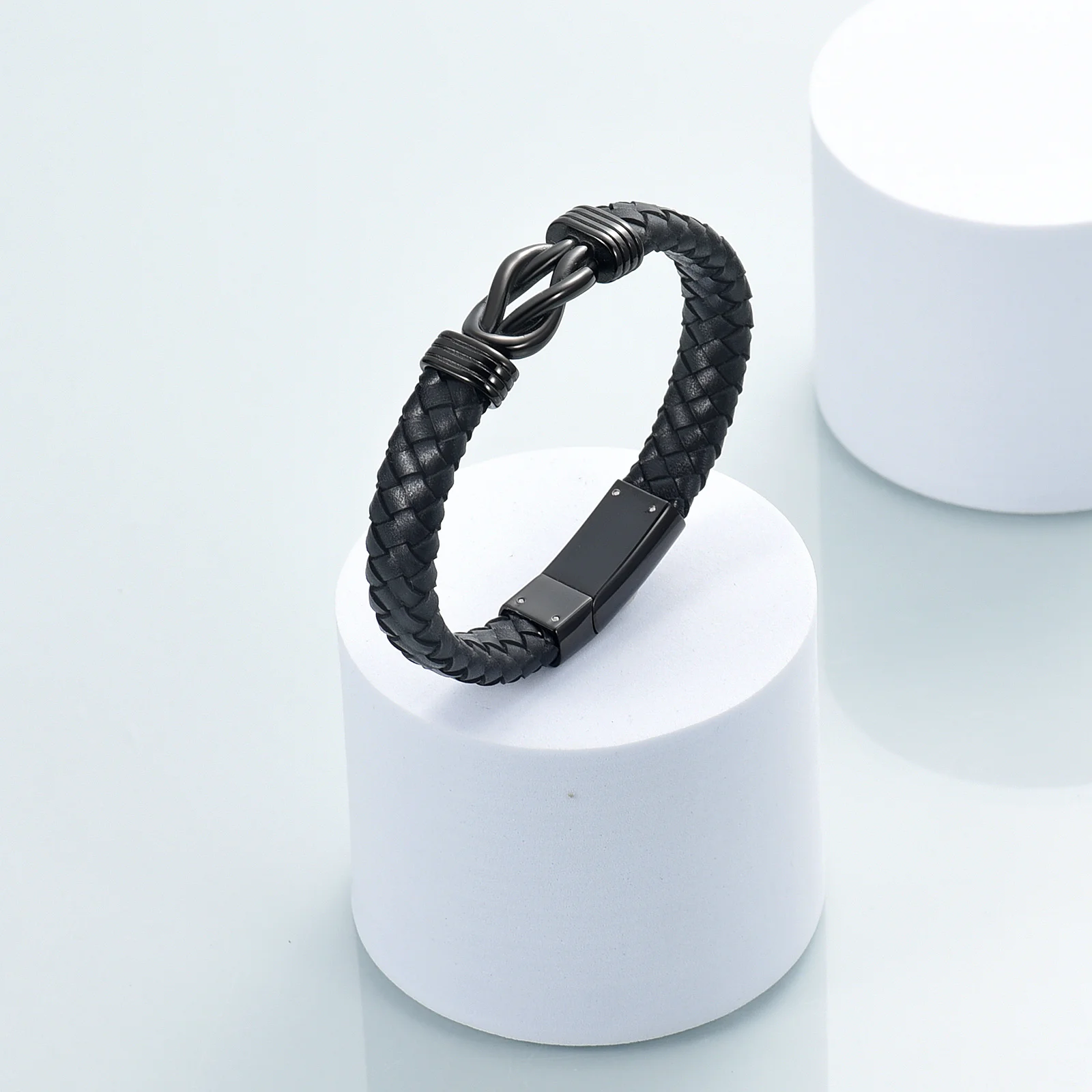 Cremation Jewelry Urn Bracelet for Ashes Men's Braided Genuine Leather Cremation Urn Bracelet for Human - Ashes Cuff Urn Bangle