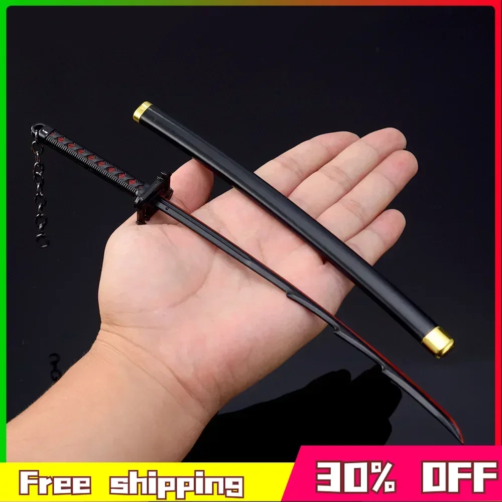 26cm BLEACH  Kurosaki Ichigo Ban Kai Zangetsu Metal Model Keychain Metal Model Peripheral Butterfly Knife Katana Gift Toys Game