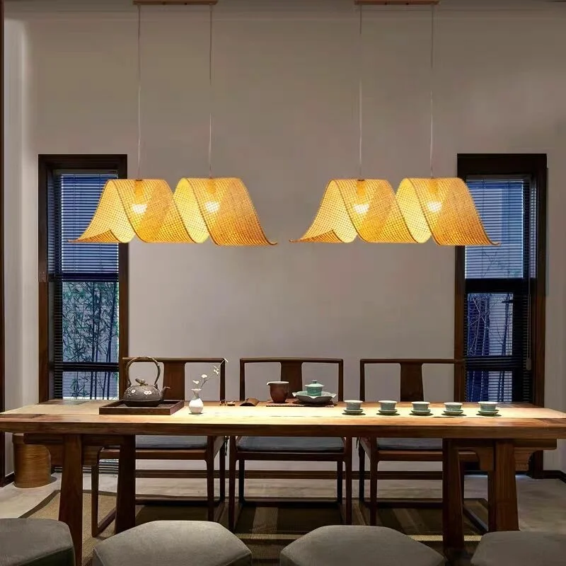 Nordic Bamboo Weaving Pendant Lamp Restaurant Guesthouse Bamboo Art Pendant Lamp Living Room Bedroom