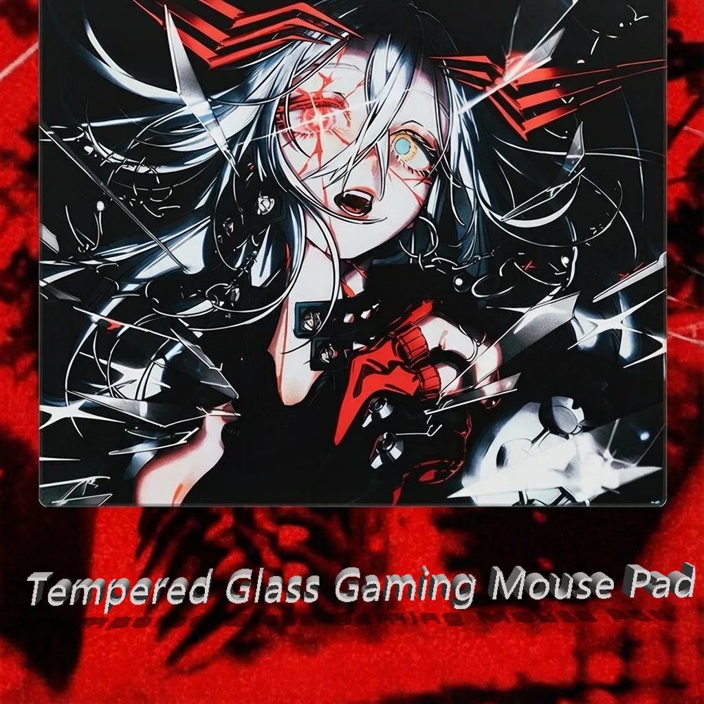 Fashion Anime Girl Eesports Photovoltaic Glass Mouse Pad Tempered Upgrade Smooth FPS Game & Office Specific Pc Laptop Desk Mat