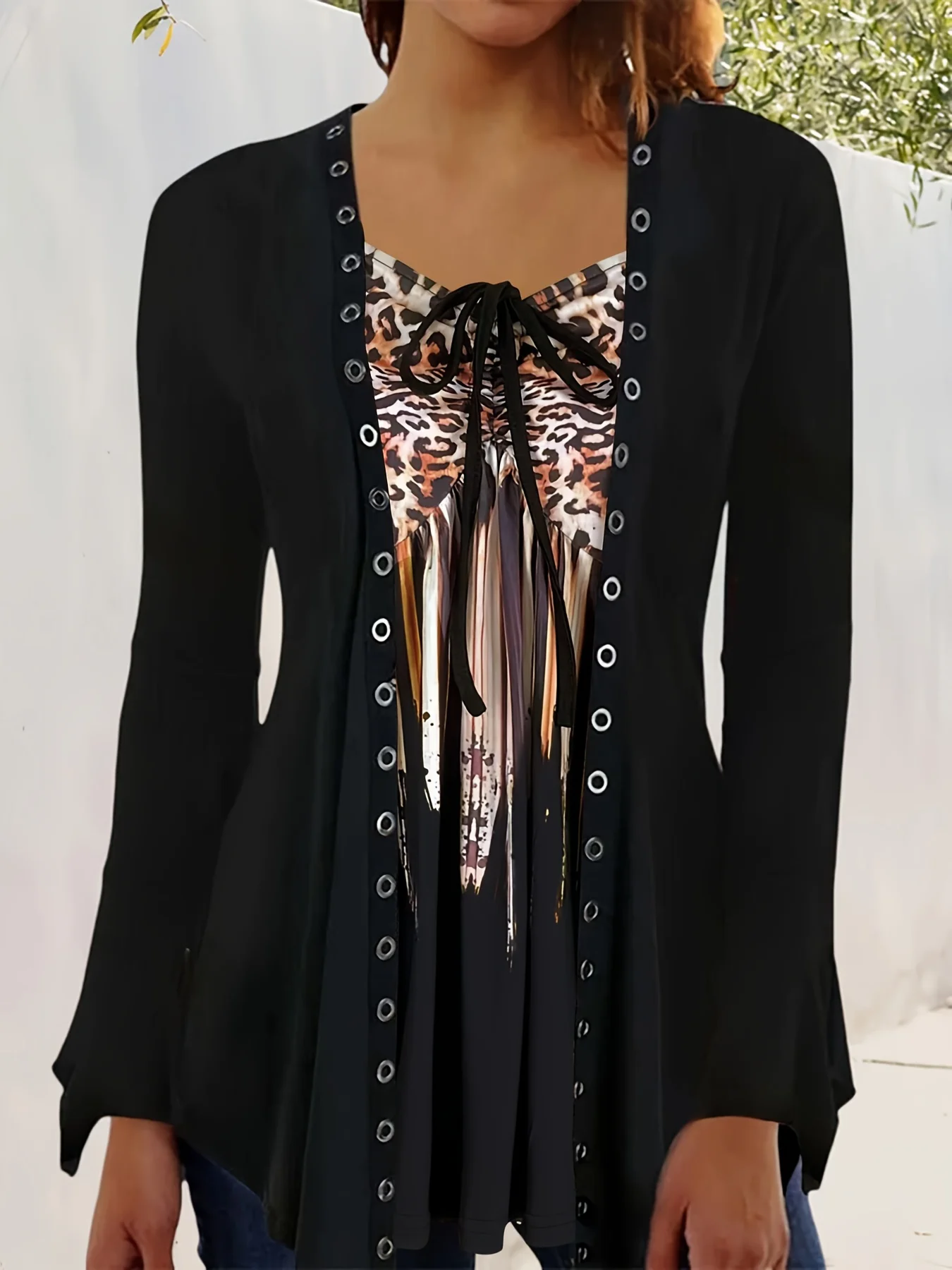 Modisches, elegantes, einfarbiges Vintage-Strick-Langarm-T-Shirt für Damen mit verlängerter Länge