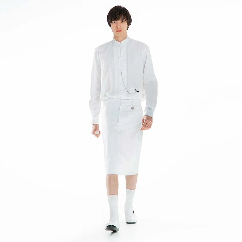 

Men's Straight Elastic Skirt Pants Youth Fashion Solid Color Loose Banquet Trend Summer Large Personalized Casual Skirt Pants