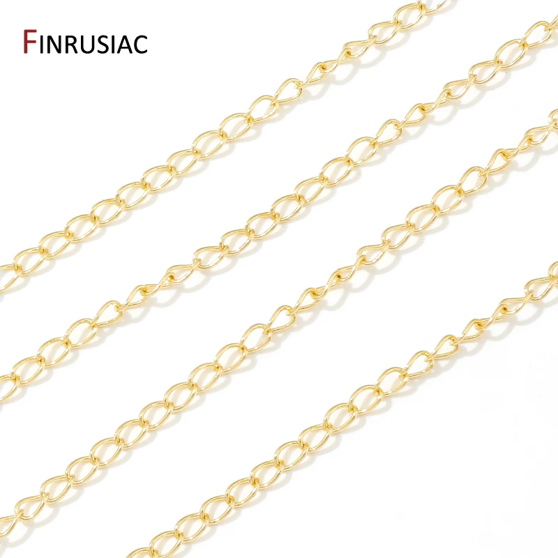 DIY Jewelry Making Chain Multi Types 14K Gold Plated Brass Metal Round Link Cable Chains For Needlework Diy Jewelry Accessories