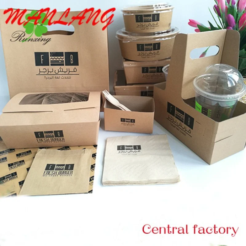 Custom  Runxing Custom Compostable Eco Friendly Paper Boxes Fast Takeaway Box Food Packaging