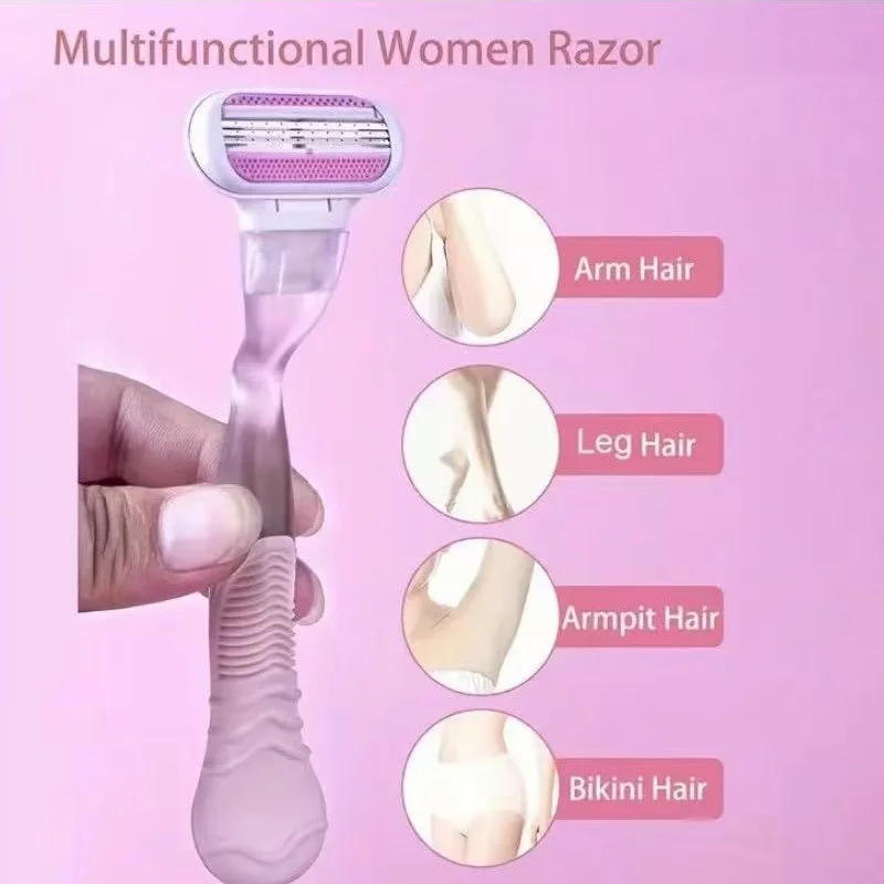 女性の安全かみそりの刃,顔,脚,脇の下,ビキニ,美容,脱毛,シェービング,互換性のある,毒シェーバー,1つのハンドルと4つの刃と8つの刃