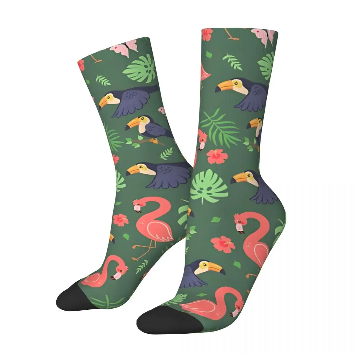 Pattern With Cute Toucans Flamingos Unisex Winter Socks Windproof Happy Socks street style Crazy Sock