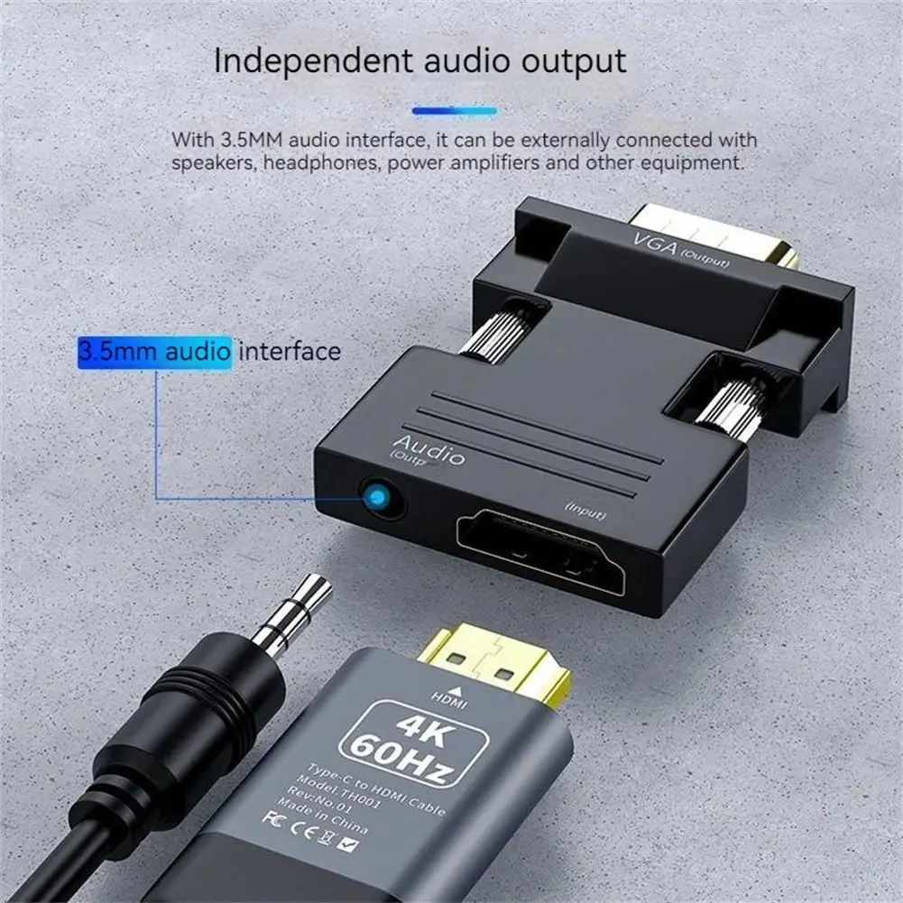 Vga para hdmi-conversor compatível 1080p hd adaptador compatível para ps4/pc/portátil/monitor de tv/projetor