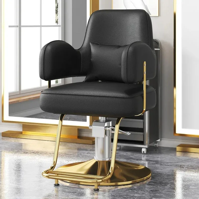 Luxury Barbershop Salon Chair Modern Comfort Swivel Hairdressing Salon Chair Leather Retro Silla De Barbero Commercial Furniture