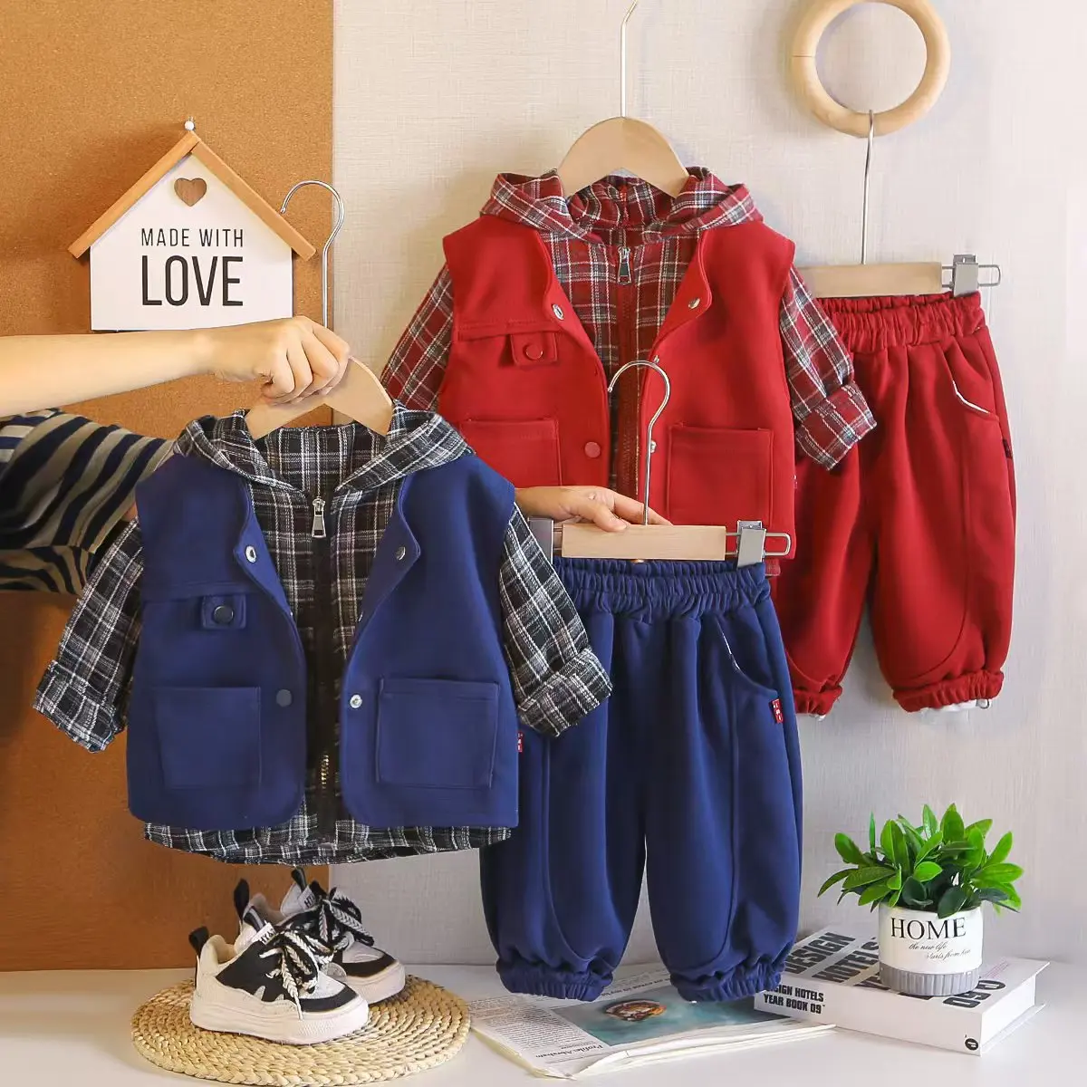 Boys Clothes Sets Spring Autumn Children Vest Hoodies Coats Pants 3pcs Casual Suit For Baby Outfits Kids Tracksuits Toddler 2 3Y